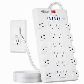 SUPERDANNY front view showing 22 outlets and 6 USB ports for maximum connectivity