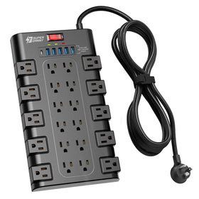 SUPERDANNY front view showing 22 AC outlets and 6 USB ports for maximum device capacity