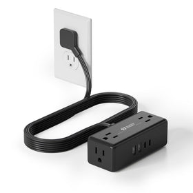 SUPERDANNY front view showing four outlets and four USB ports, ideal for versatile charging
