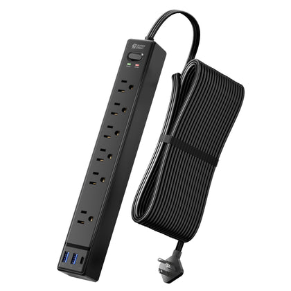 SUPERDANNY front view showing six outlets and three USB ports for versatile charging