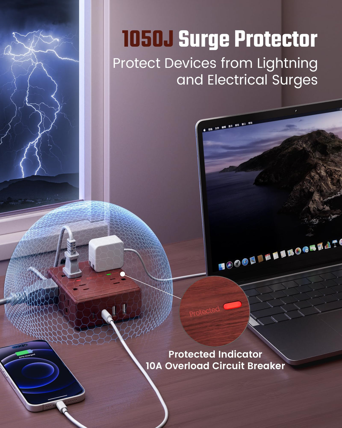 SUPERDANNY lifestyle desk setup charging devices for organized workspace convenience