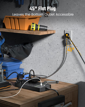 SUPERDANNY mounted on a workbench, keeps tools and chargers organized