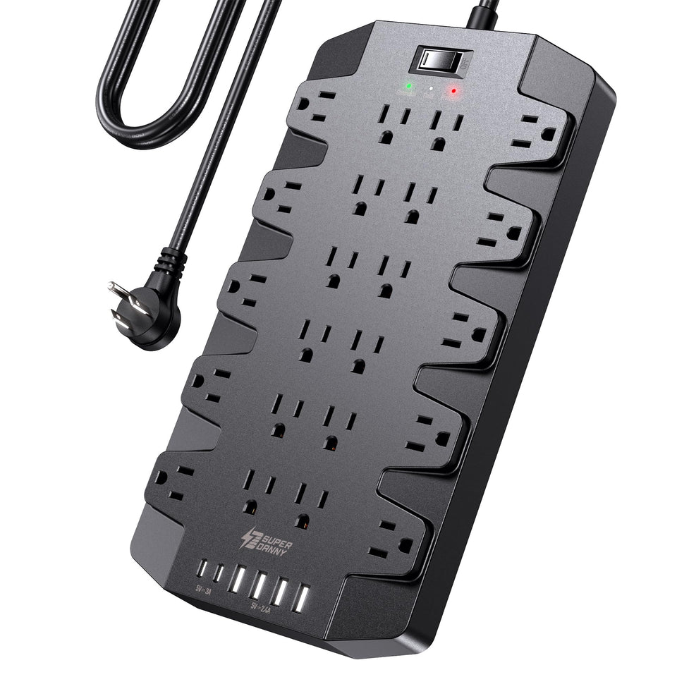 SUPERDANNY power strip with 22 outlets for organized charging anywhere