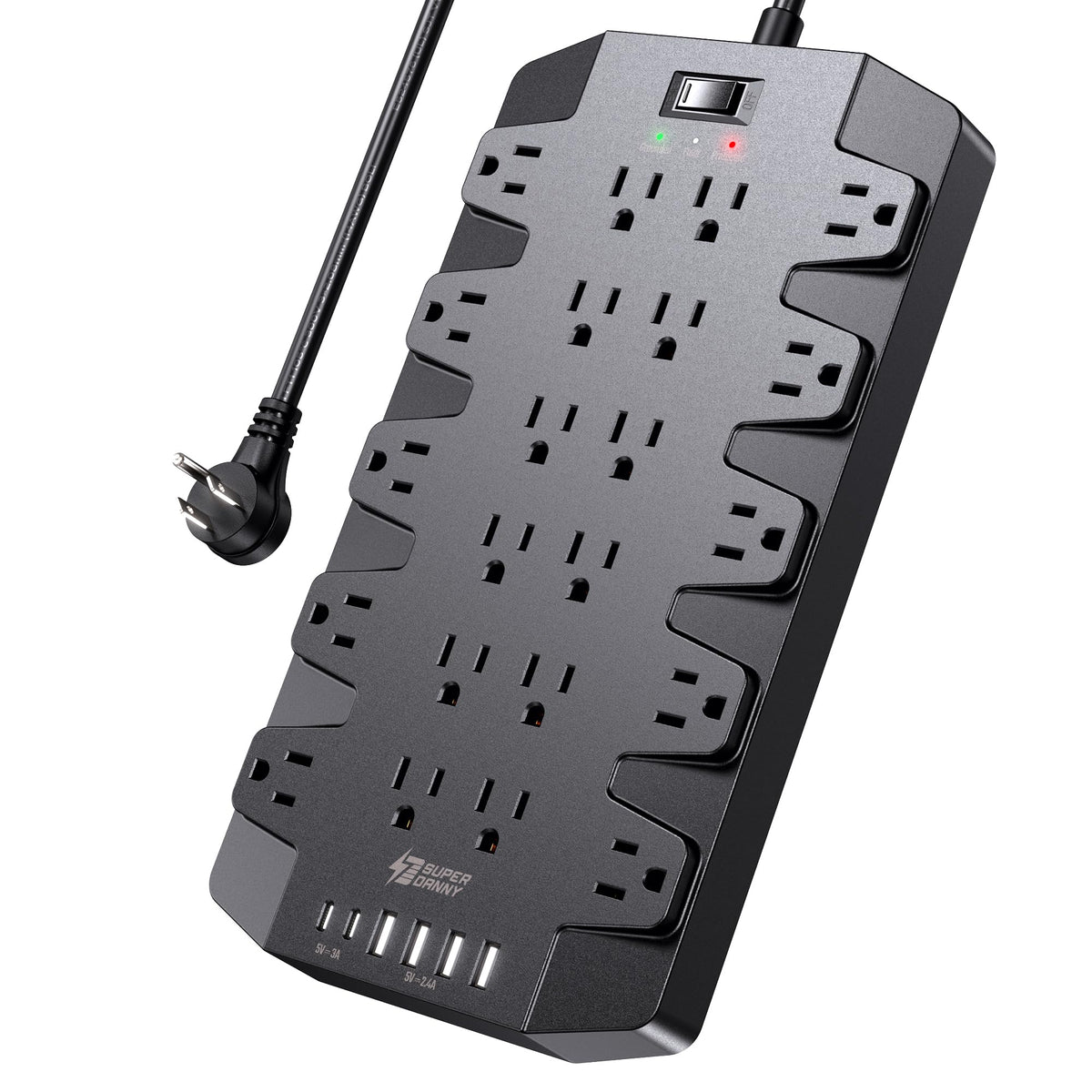 SUPERDANNY power strip helps maintain a clutter-free desk