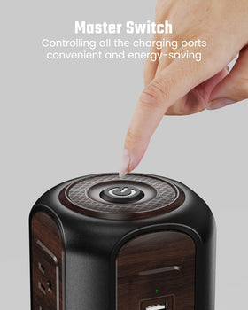 SUPERDANNY Power Strip Tower 1080J surge protection keeps electronics safe and protected.