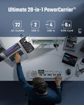SUPERDANNY power strip with USB-C ports for fast device charging