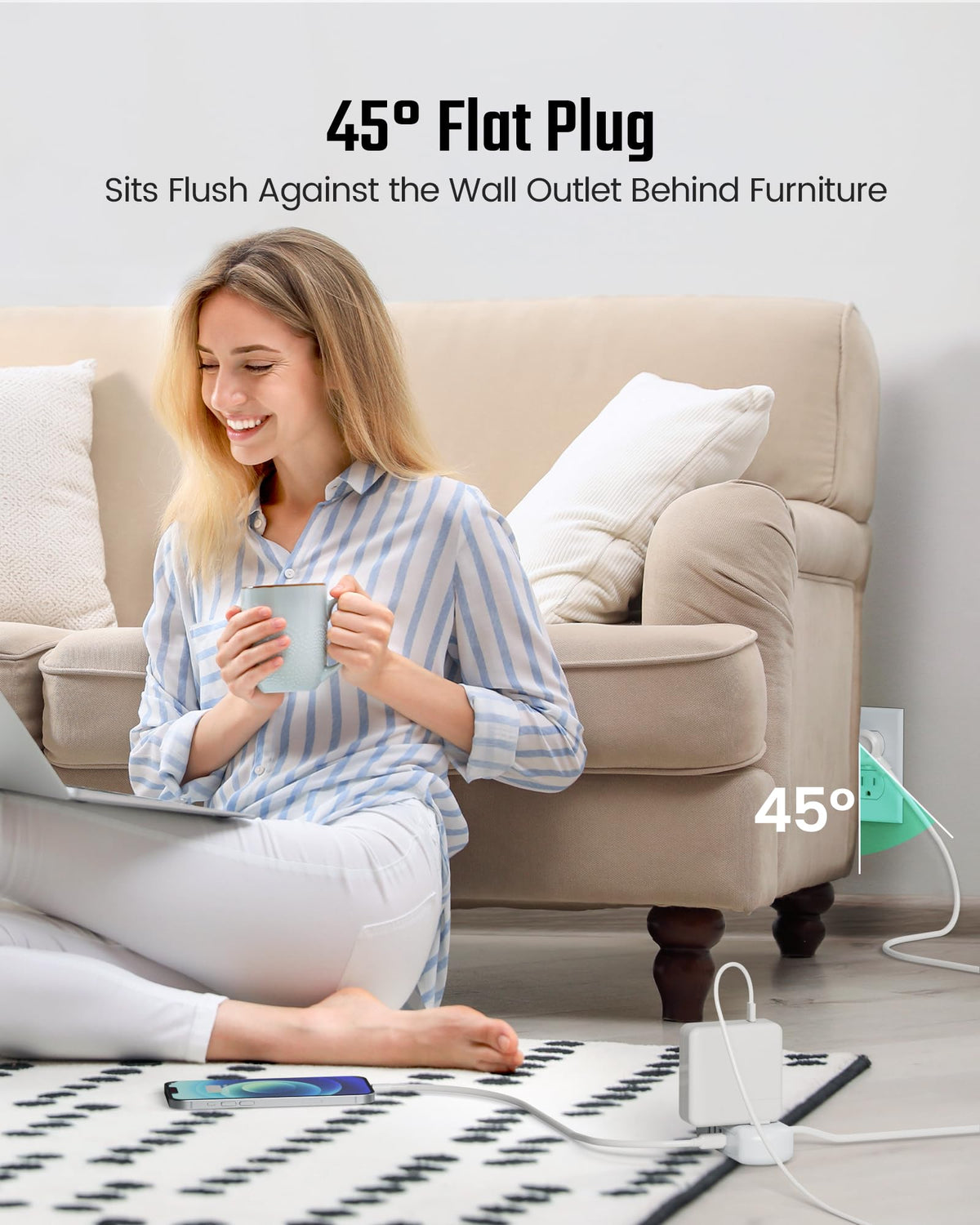 SUPERDANNY flat plug extension demonstrates portable, jet-set friendly design.