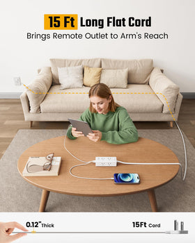 SUPERDANNY six AC outlets arranged on four sides to prevent blocking and allow many plugs