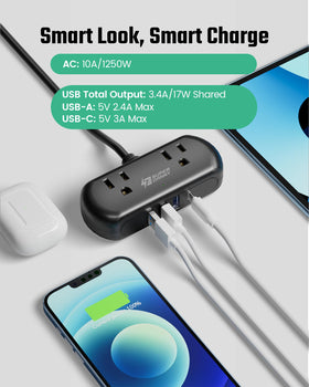 SUPERDANNY smart USB charging detects devices for faster safe charging.