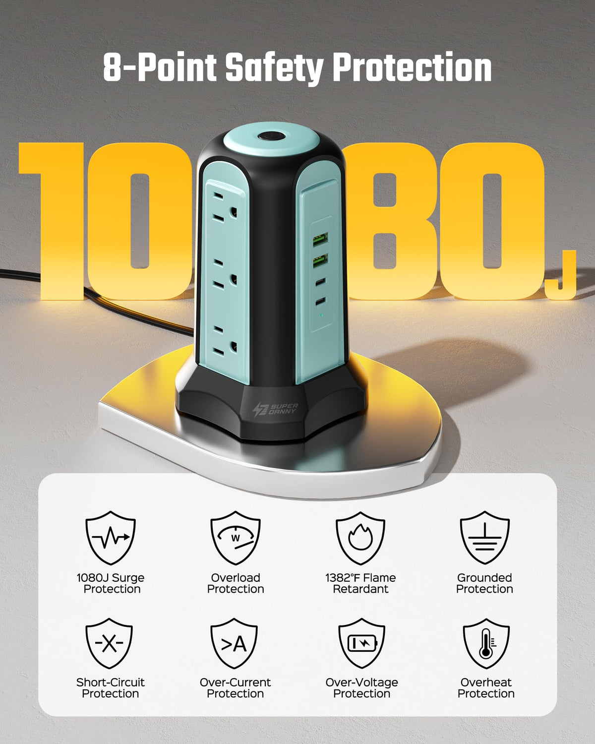 SUPERDANNY top switch and USB ports for easy one-touch control benefit