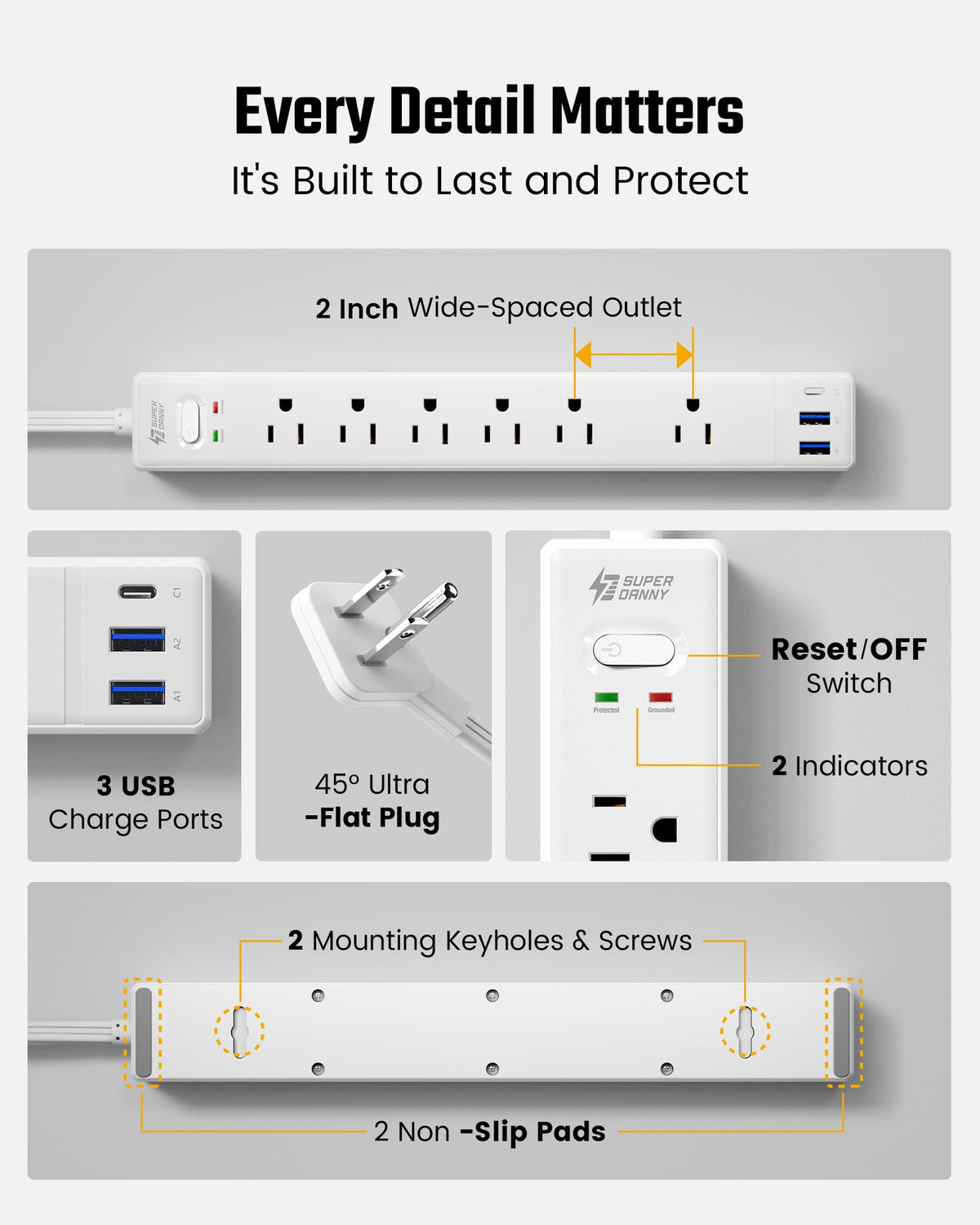 SUPERDANNY ul-listed-cable and fire-retardant casing add indoor safety.