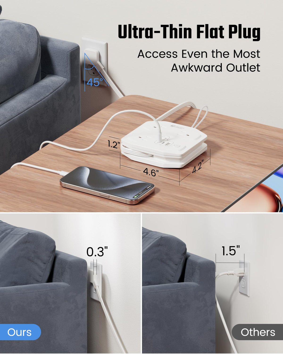 SUPERDANNY USB-A port up to 18W QC for quick tops ups