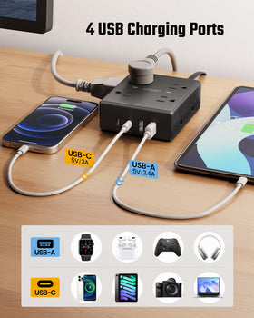 SUPERDANNY USB-A ports charge older gadgets efficiently.