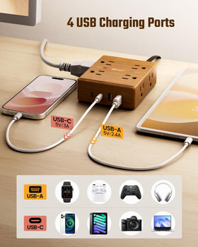 SUPERDANNY USB ports closeup demonstrating USB-C and USB-A fast charging convenience