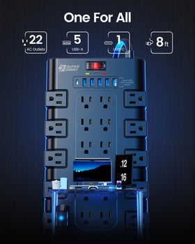 SUPERDANNY USB ports detail illustrating smart charging for faster device recharge