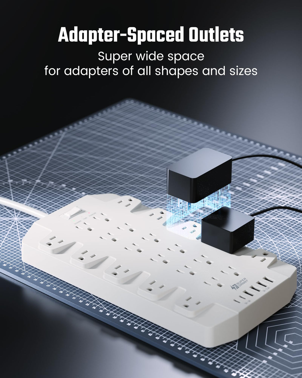 SUPERDANNY USB ports detail illustrating USB-C and USB-A fast charging