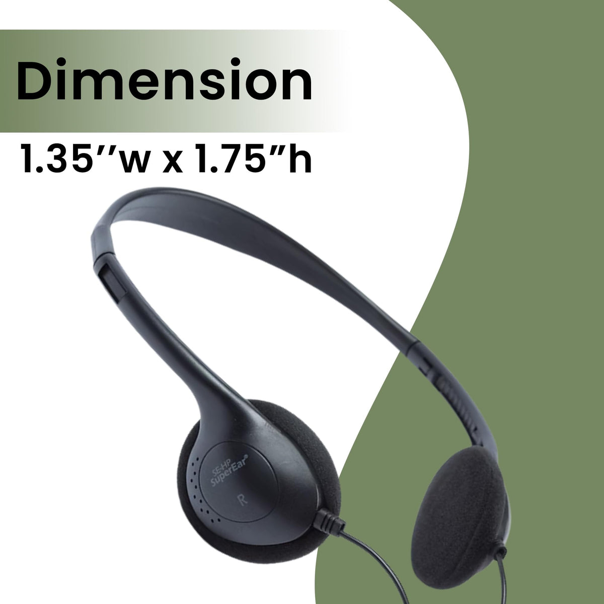 SuperEar foam ear cushions provide soft comfort during long listening sessions.
