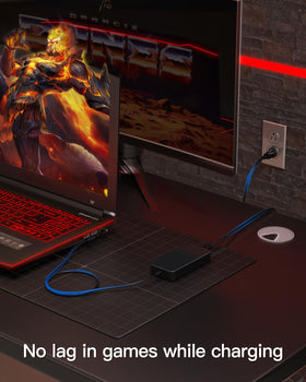 Superer 135W charger shows long 10ft cable for flexible charging.