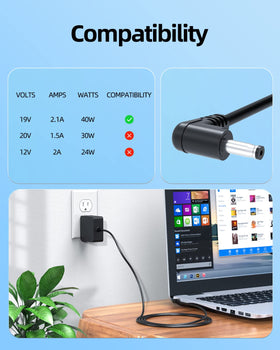 Superer 19V Gateway charger powering a GWNR71517 in a home office