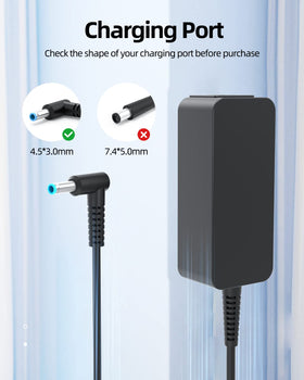 Superer 45W charger back ports and labeling for safe, reliable power.