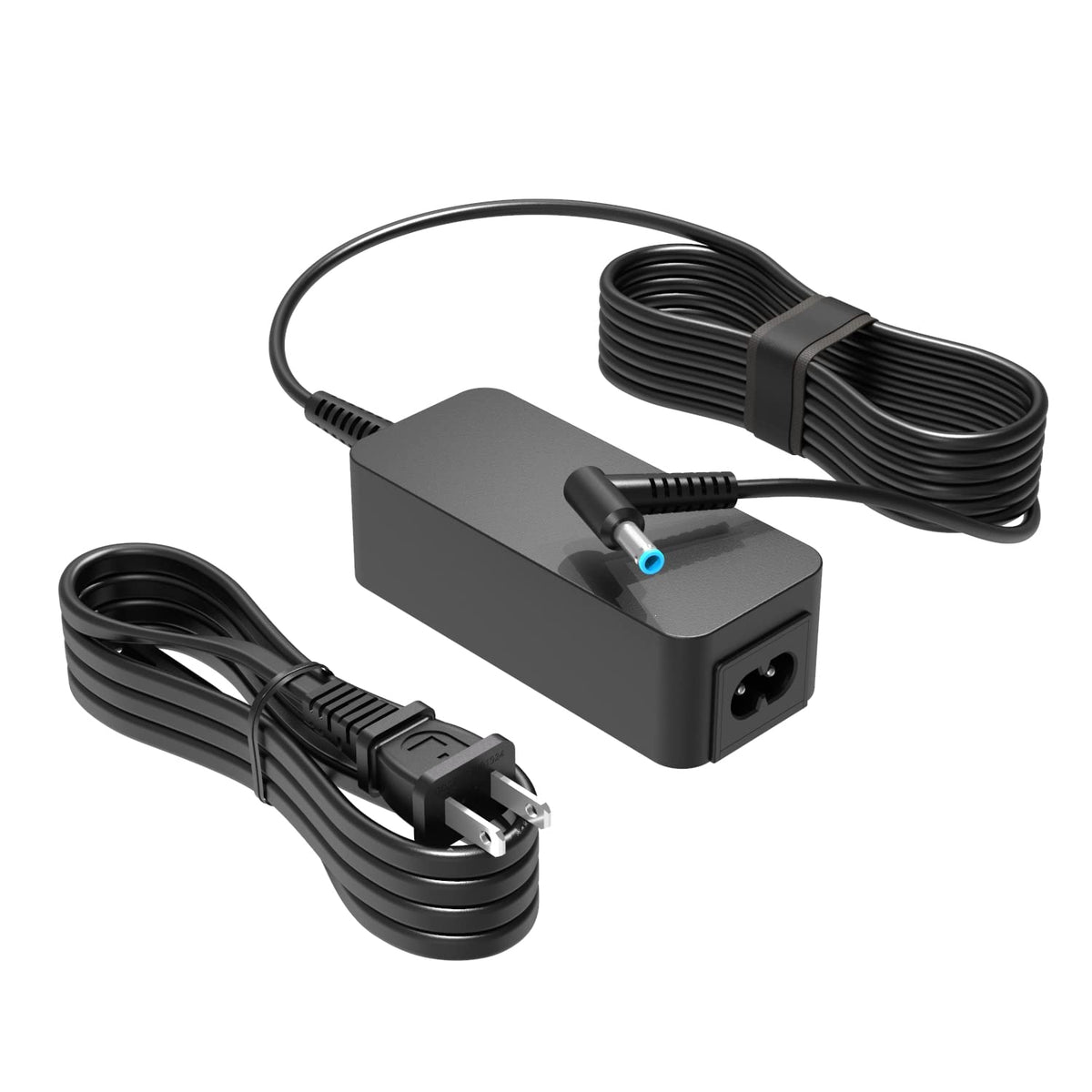 Superer 45W charger front view, compact design ideal for HP laptops on the go.