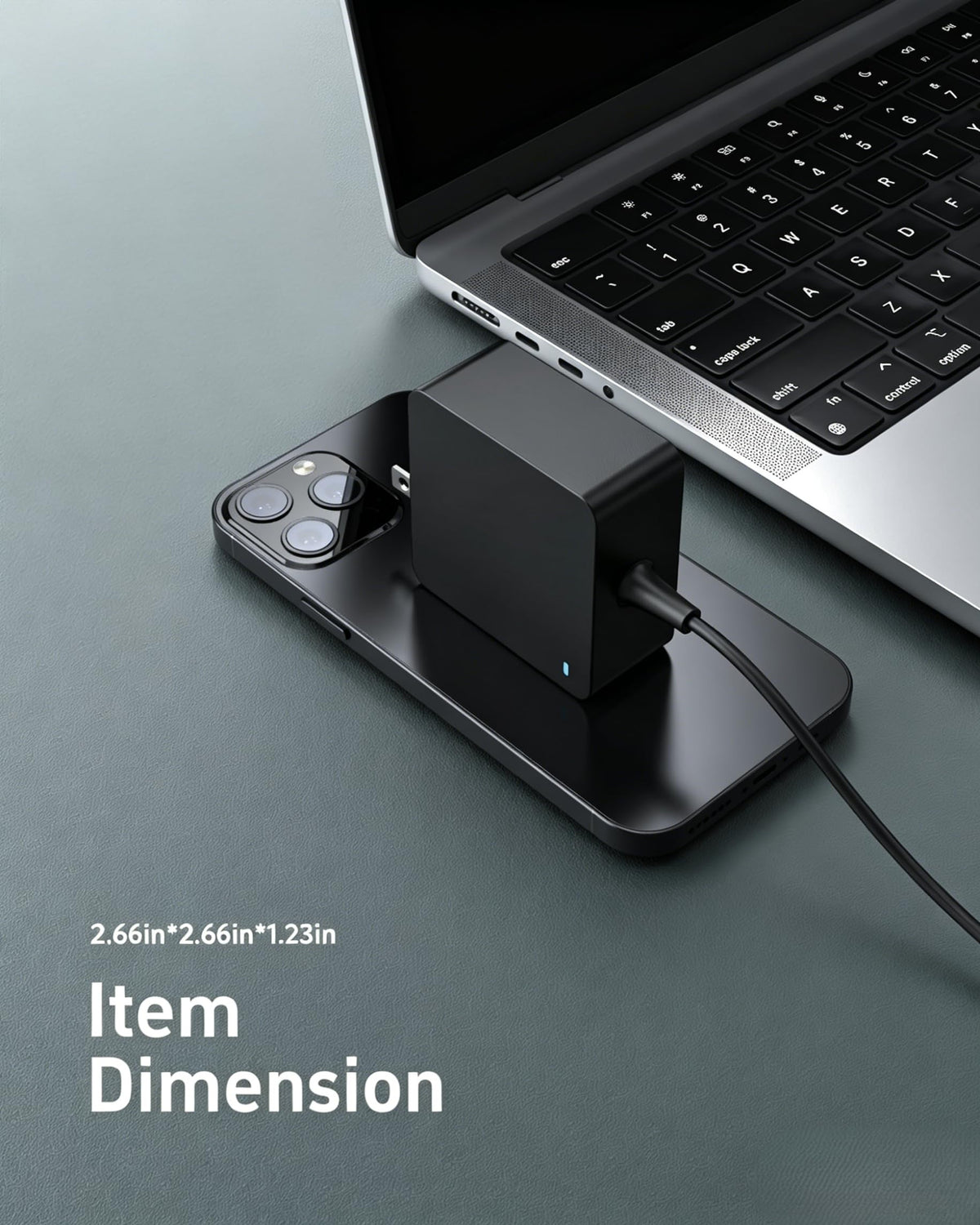 Compact 65W/45W USB-C charger ideal for travel and desk setup