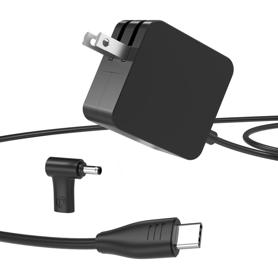 Superer 65W USB-C charger with foldable plugs for on-the-go charging and universal compatibility
