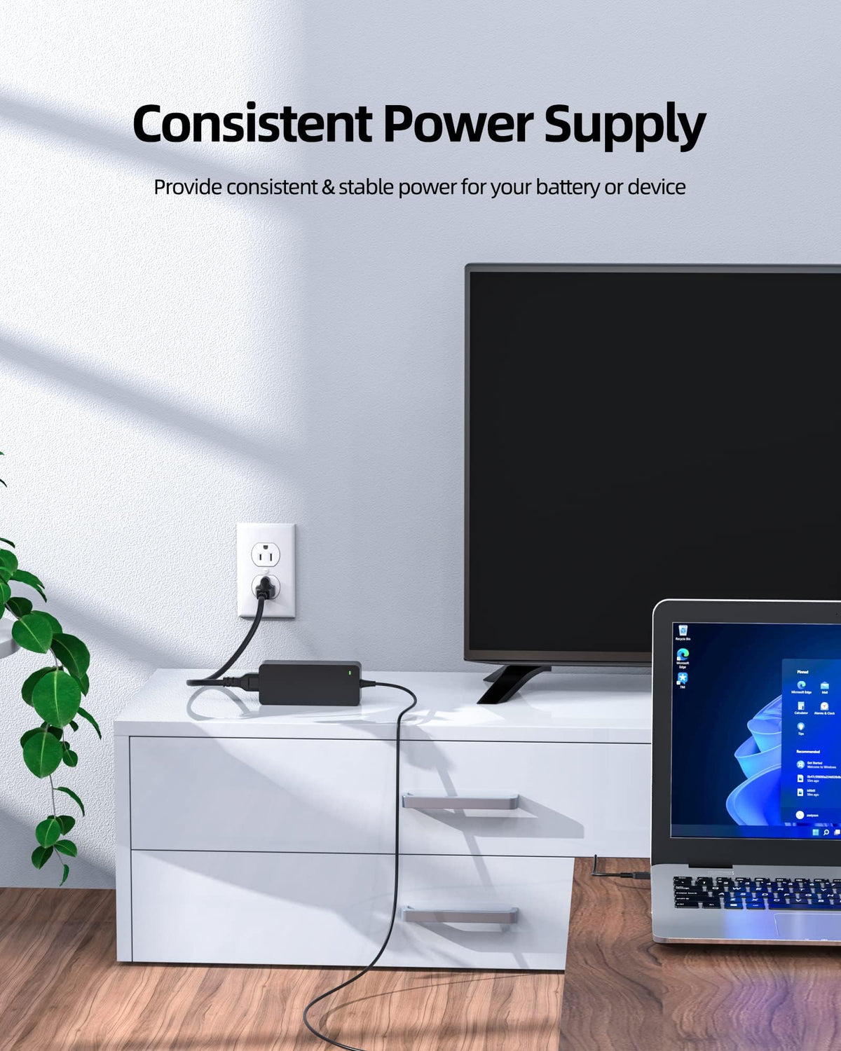 Superer 90W charger compact design fits on crowded desks.