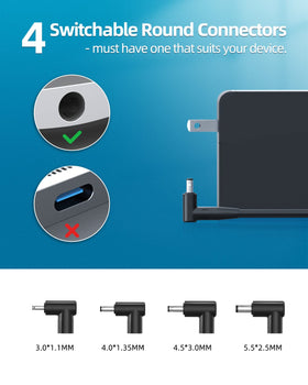 Superer charger with switchable round connectors for multiple Asus models