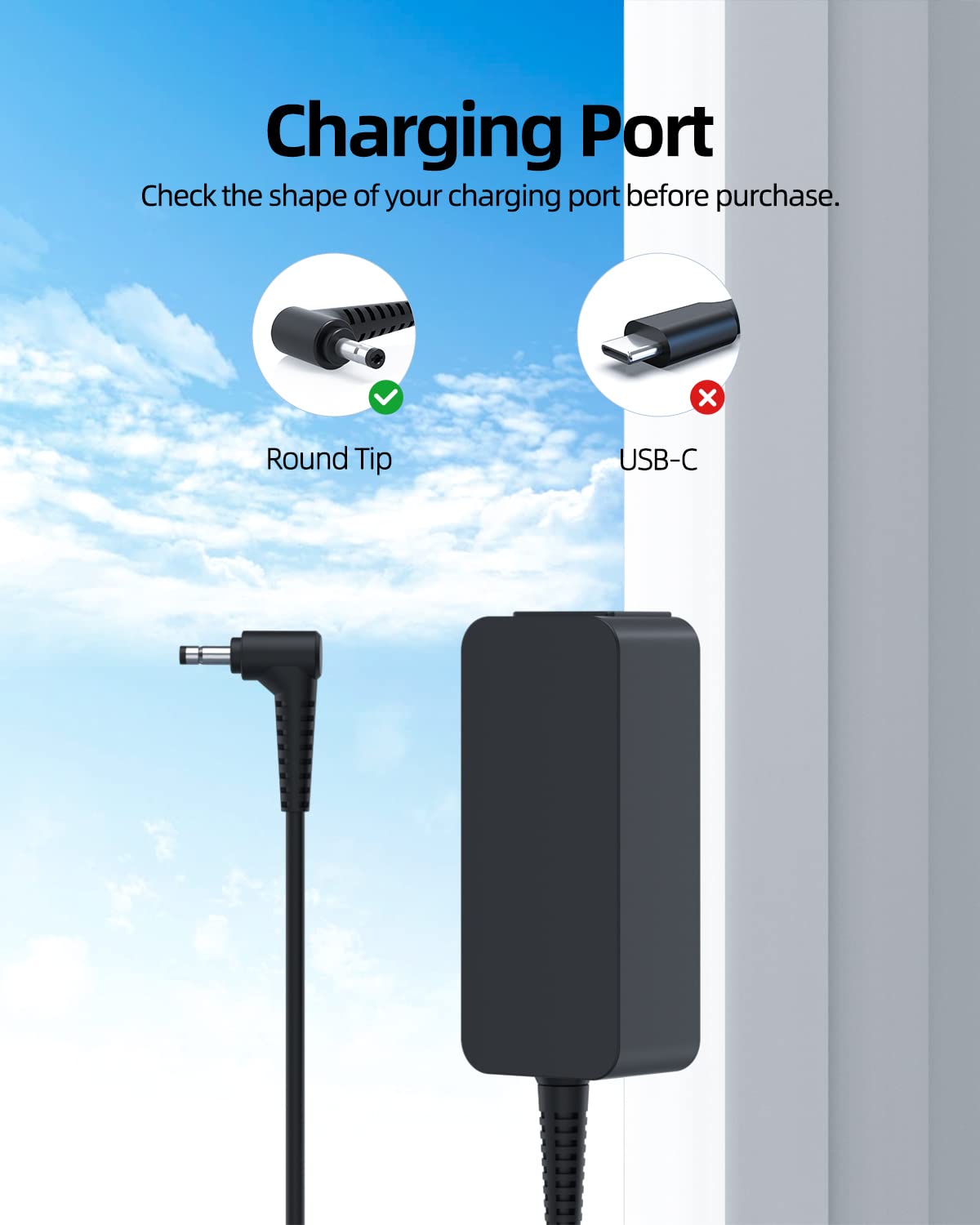 Superer connector close-up showing precise fit for Lenovo Slim 1 ports