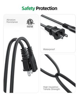 Non-polarized figure-8 cord ready for two-prong devices