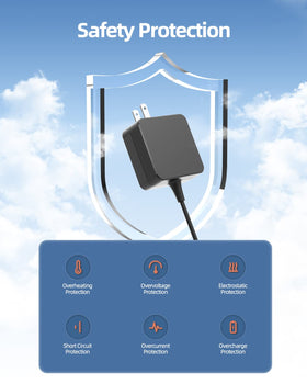 Superer charger powering a Samsung Chromebook on a desk for dependable charging