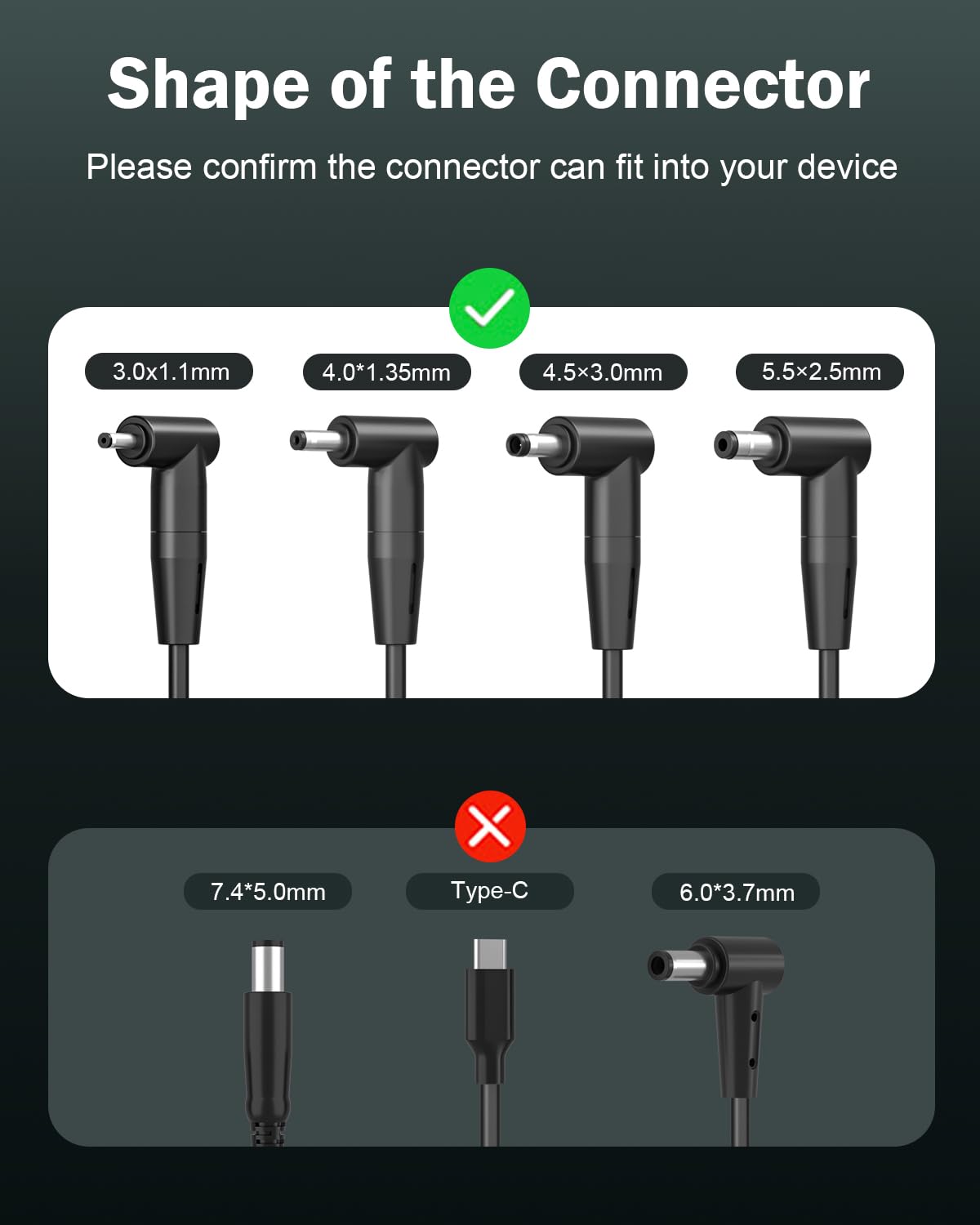 Superer charger in the box with four connectors for quick setup