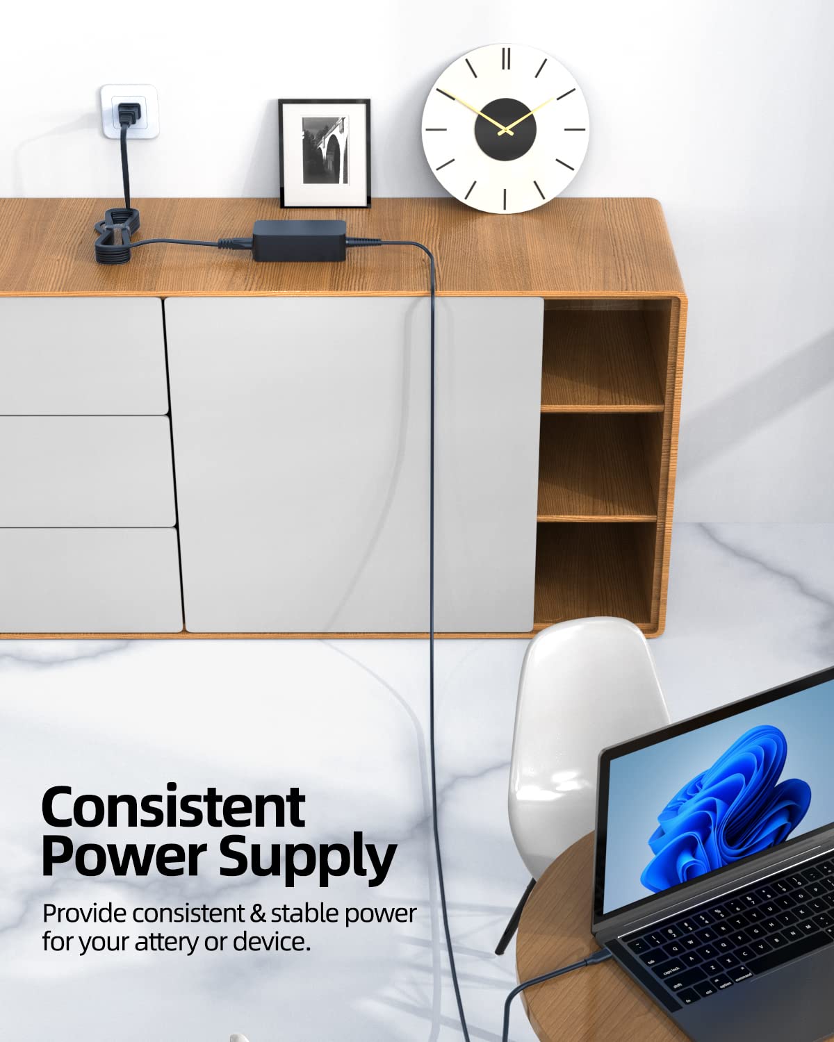 Superer box opened showing adapter and power cord, complete replacement kit