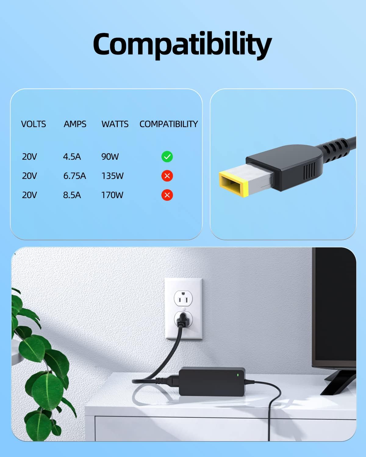 Superer packaging shows power adapter and cord for quick setup.
