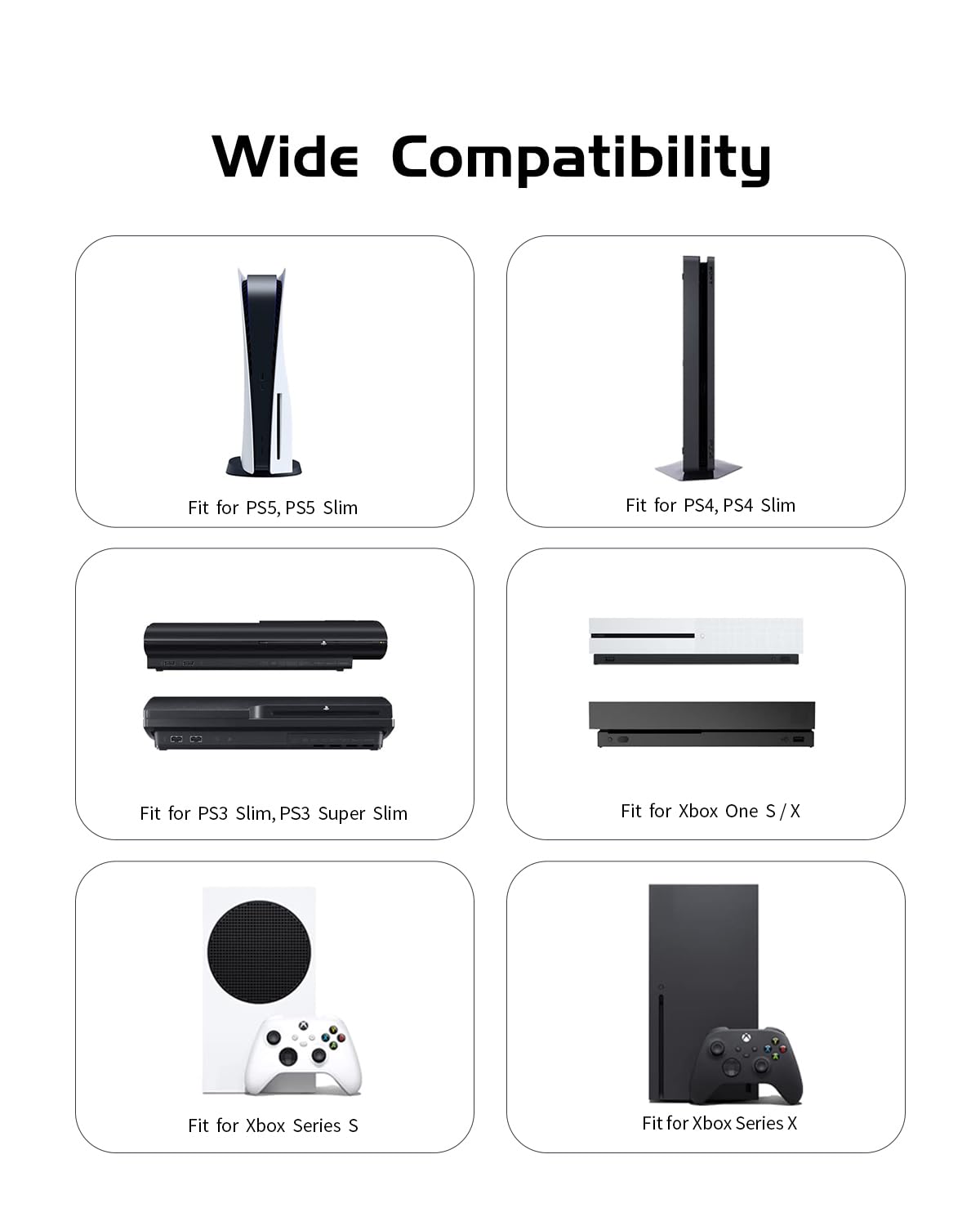 Superer PS5/PS4/PS3-compatible cord powers consoles and keeps TVs and printers powered.