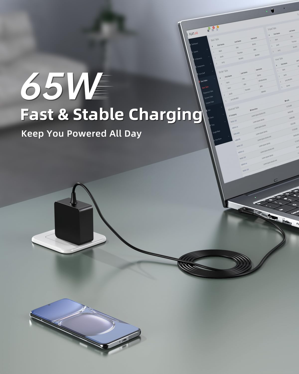 Superer 65W charger packaging with included cable and warranty