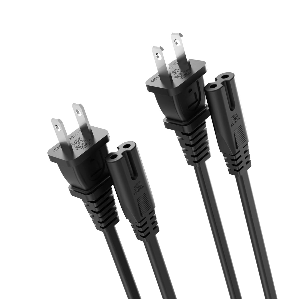 Superer two-pack five-foot power cord for versatile device power replacement