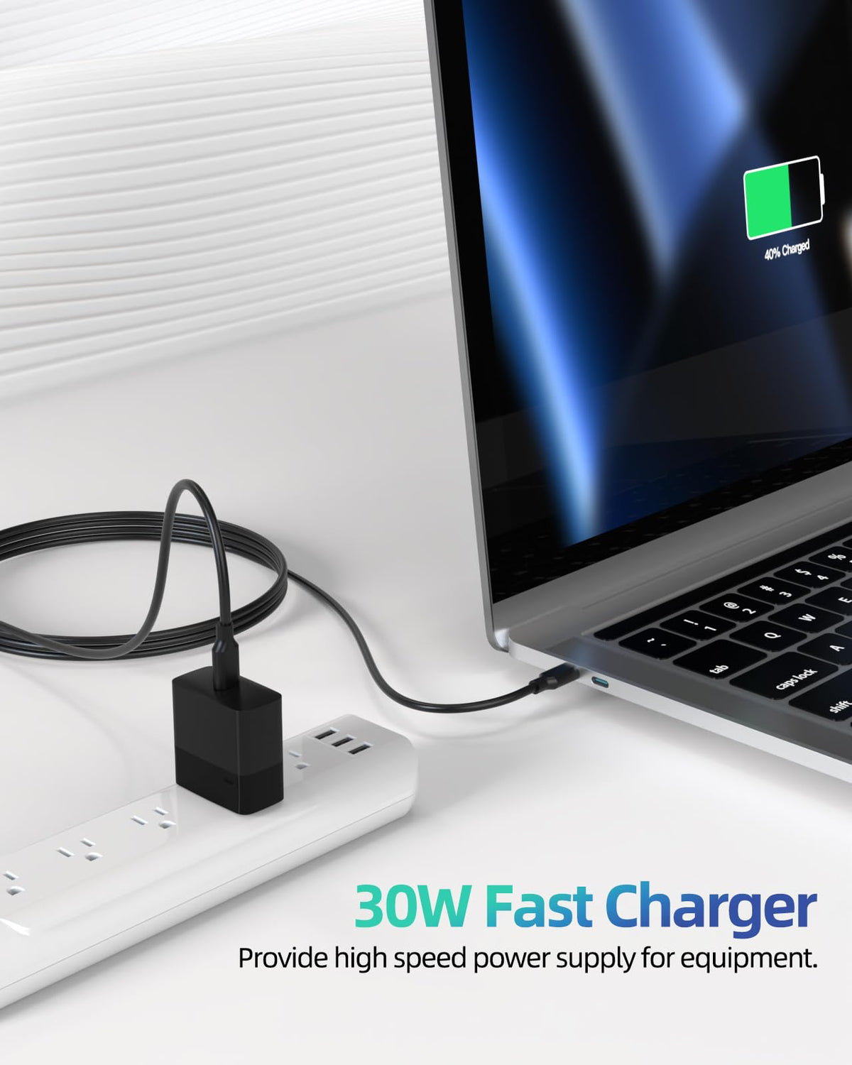 Superer charger held in hand to show small scale and easy carrying