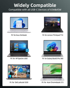 Universal compatibility: supports 65W and 45W devices across brands