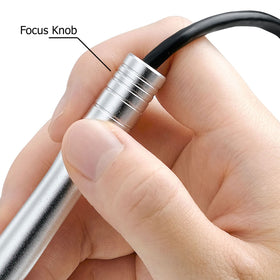 Supereyes B005+ close-up of 11mm probe revealing LED lights and fine-detail capability