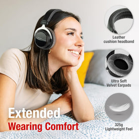 Superlux headband detail highlighting leather top and adjustable fit for stability