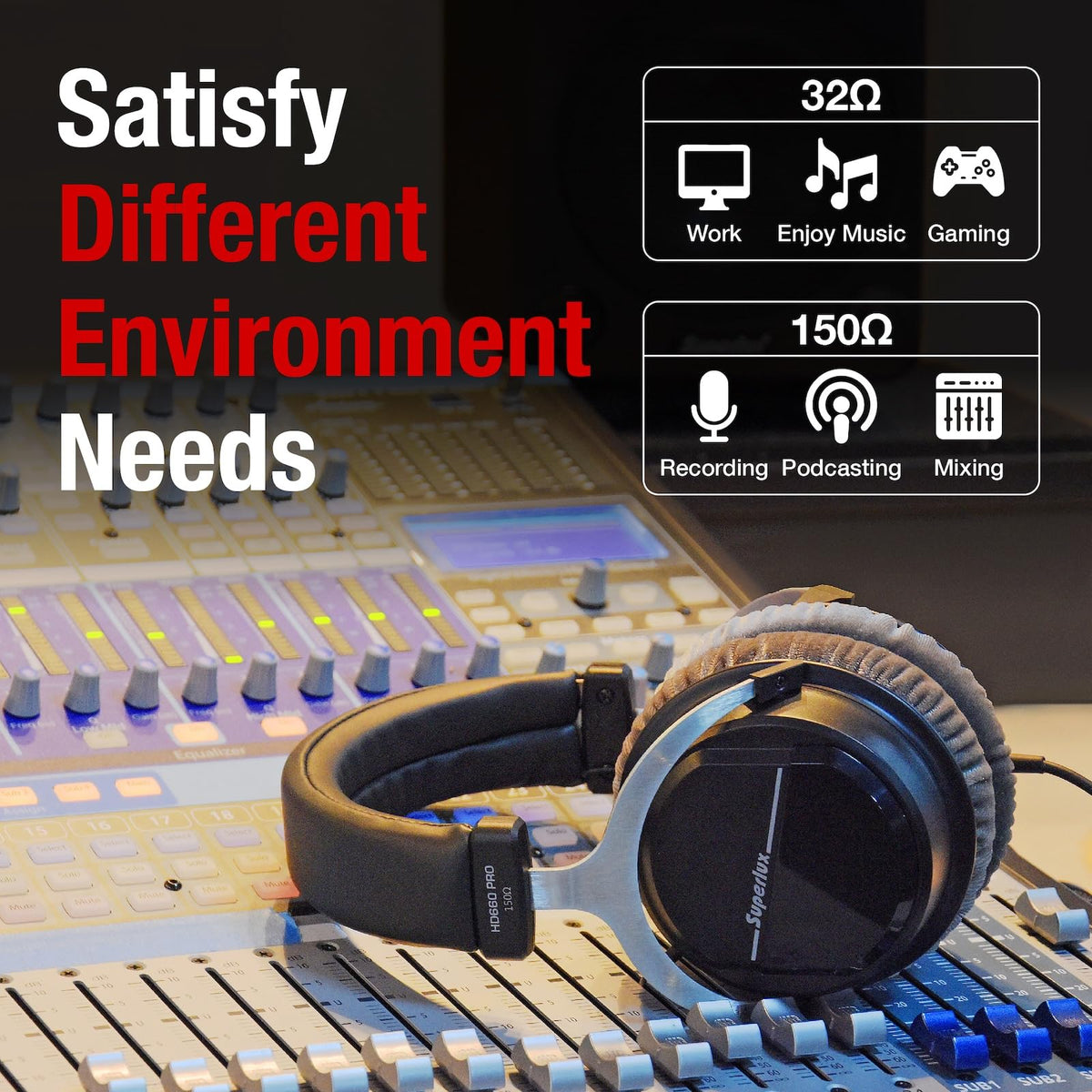 Superlux HD 660PRO velvet ear pads reduce fatigue during long sessions