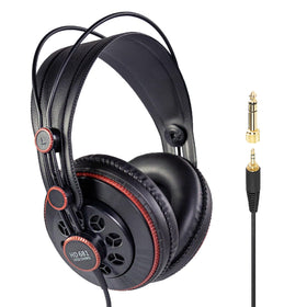 Superlux HD681 front view showing earcups and semi-open grille, clear monitoring benefit