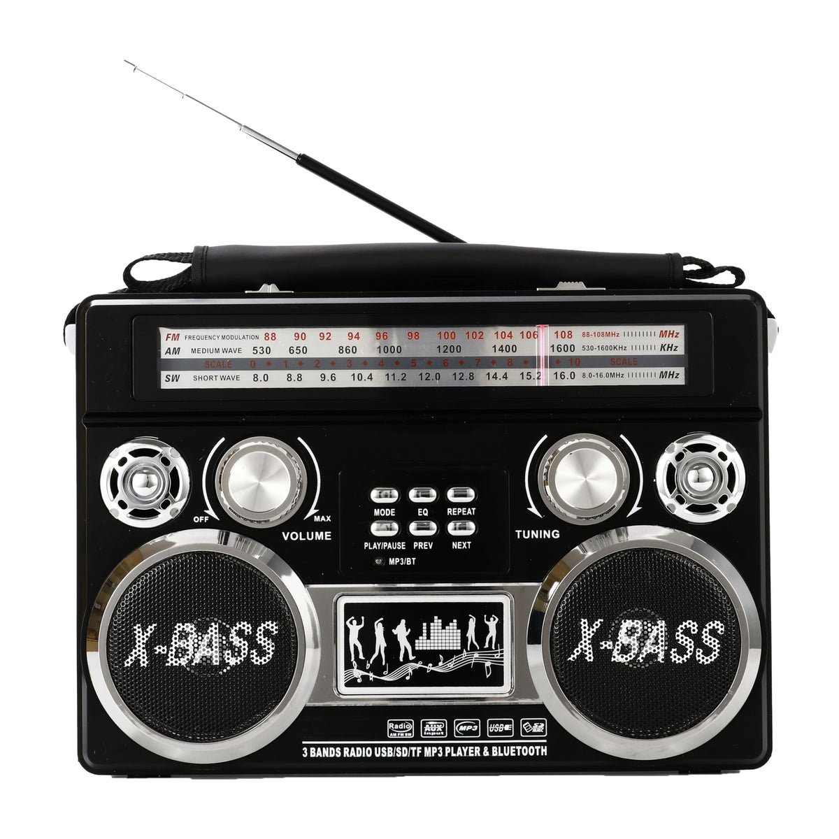Supersonic SC-1097BT front view showing all-in-one entertainment on the go