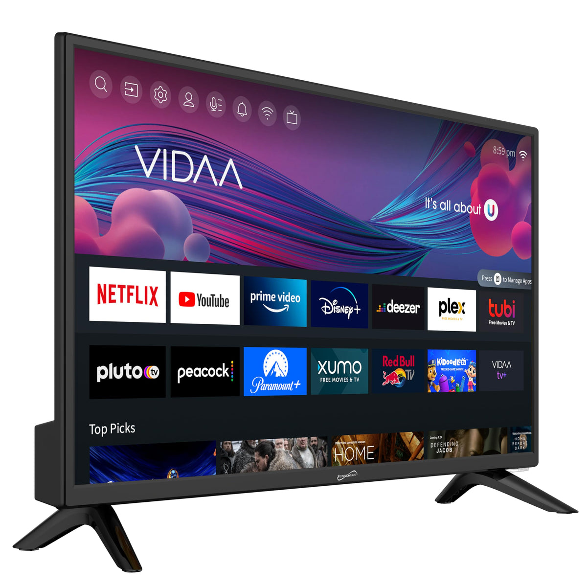 Supersonic SC-2426SDVD on-screen menu with multilingual clarity.