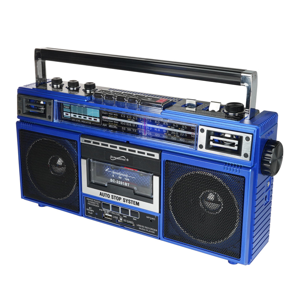 Supersonic SC-3201BT front view showing controls and speaker for easy operation