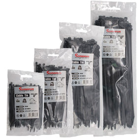 Superun 400-pack zip ties in assorted sizes for versatile home and workshop organization.