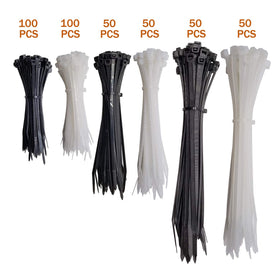 Black and white nylon zip ties for versatile wiring and color coding