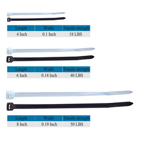 Assorted 4, 6, and 8 inch zip ties ideal for home, office, and workshop